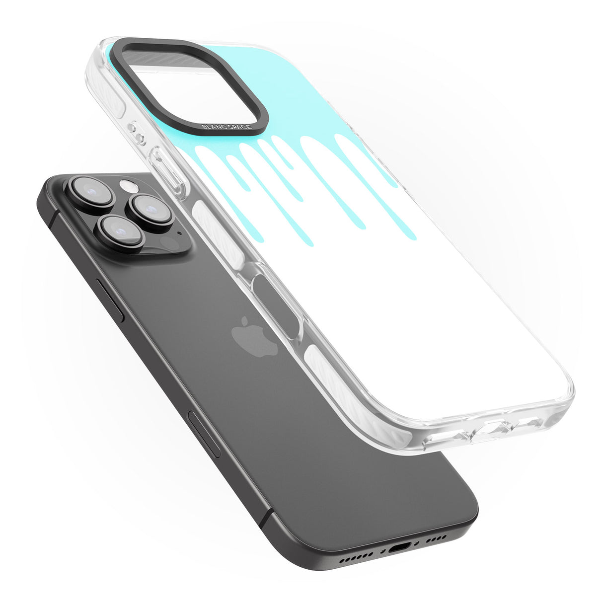 iPhone 16 Pro Max Melted Effect: Teal & White Black Impact Phone Case