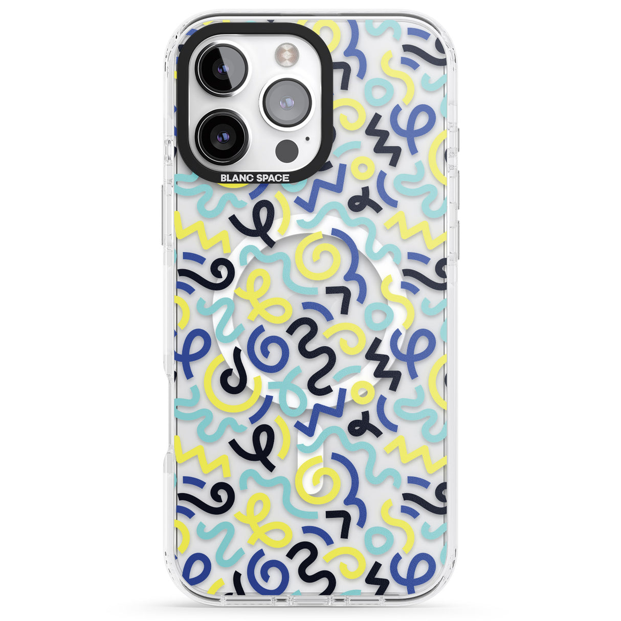 Blue & Yellow Shapes Memphis Retro Pattern Design