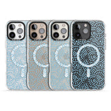 iPhone 16 Pro Max Light Blue Pattern Memphis Retro Pattern Design Black Impact Phone Case