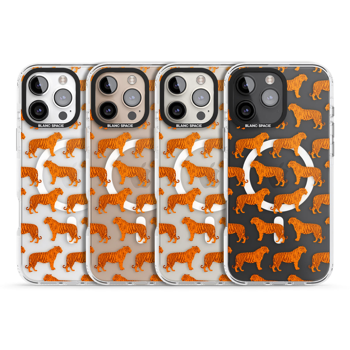 iPhone 16 Pro Max Tigers on Clear Pattern Black Impact Phone Case