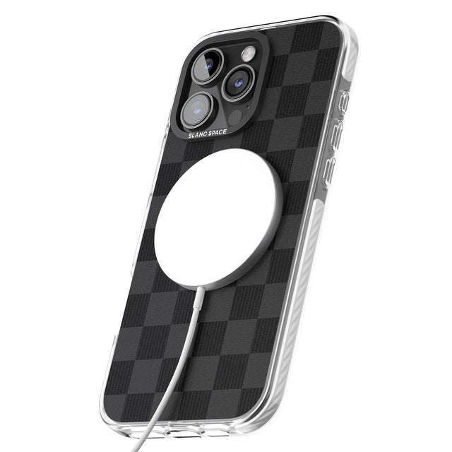 iPhone 16 Pro Max BLACK CHECKERED Black Impact Phone Case + Magsafe