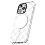 iPhone 16 Pro Max WHITE CHECKERED Black Impact Phone Case + Magsafe