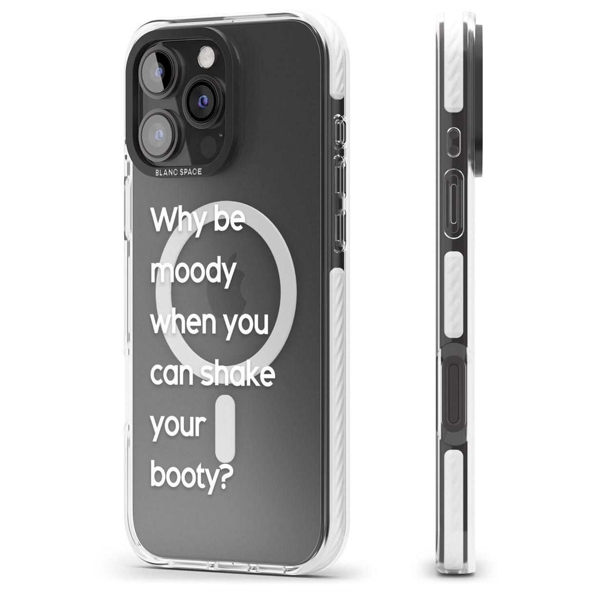 iPhone 16 Pro Max Why be moody? (White) Black Impact Phone Case