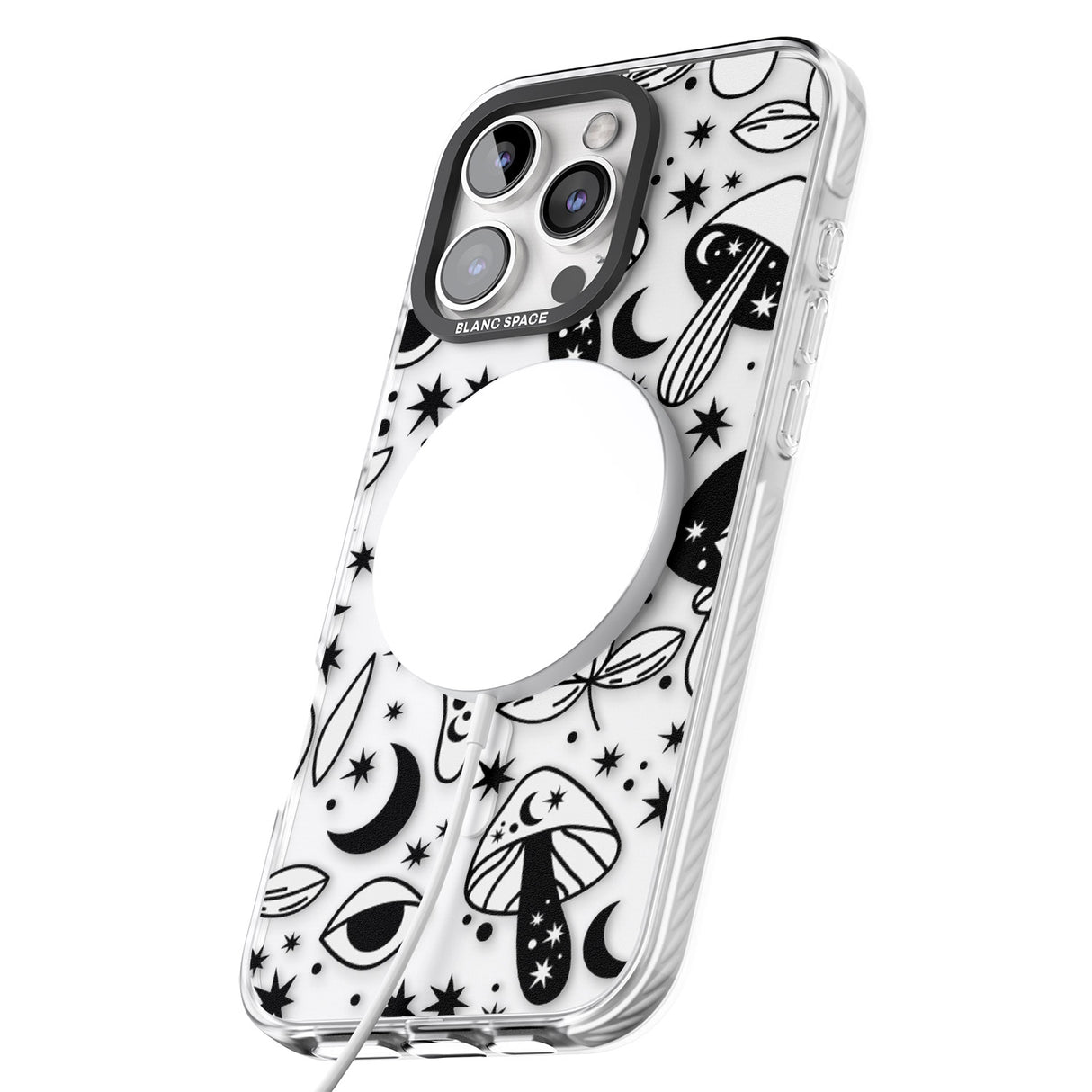 iPhone 16 Pro Max Psychedelic Mushrooms Pattern Black Impact Phone Case