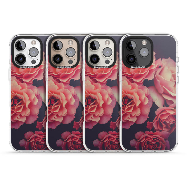 iPhone 16 Pro Max Pink Roses Photograph Black Impact Phone Case