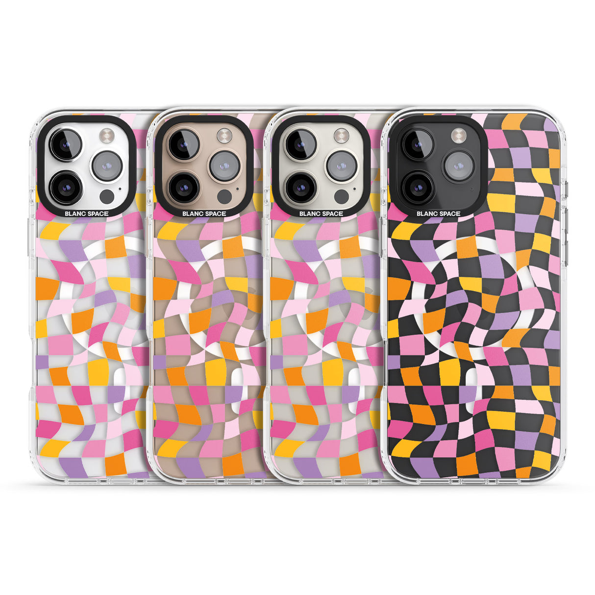 iPhone 16 Pro Max Wonky Squares Pattern Black Impact Phone Case