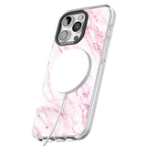 iPhone 16 Pro Max White & Pink Onyx Marble Texture Black Impact Phone Case