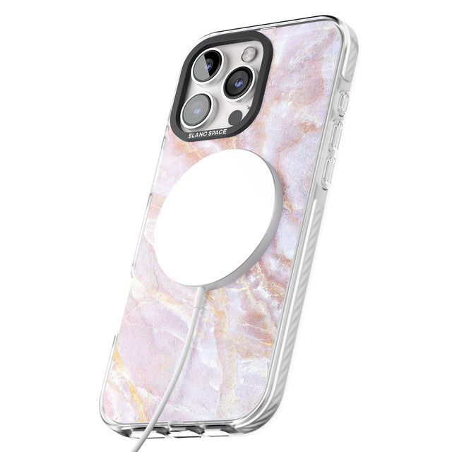 iPhone 16 Pro Max Soft Pink & Yellow Onyx Marble Black Impact Phone Case