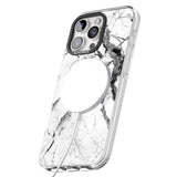 iPhone 16 Pro Max Black & White Stormy Marble Black Impact Phone Case