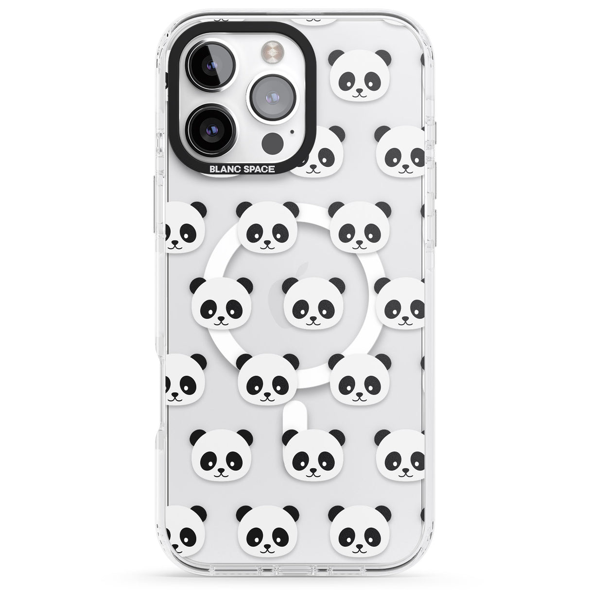 iPhone 16 Pro Max Panda Face Pattern Black Impact Phone Case