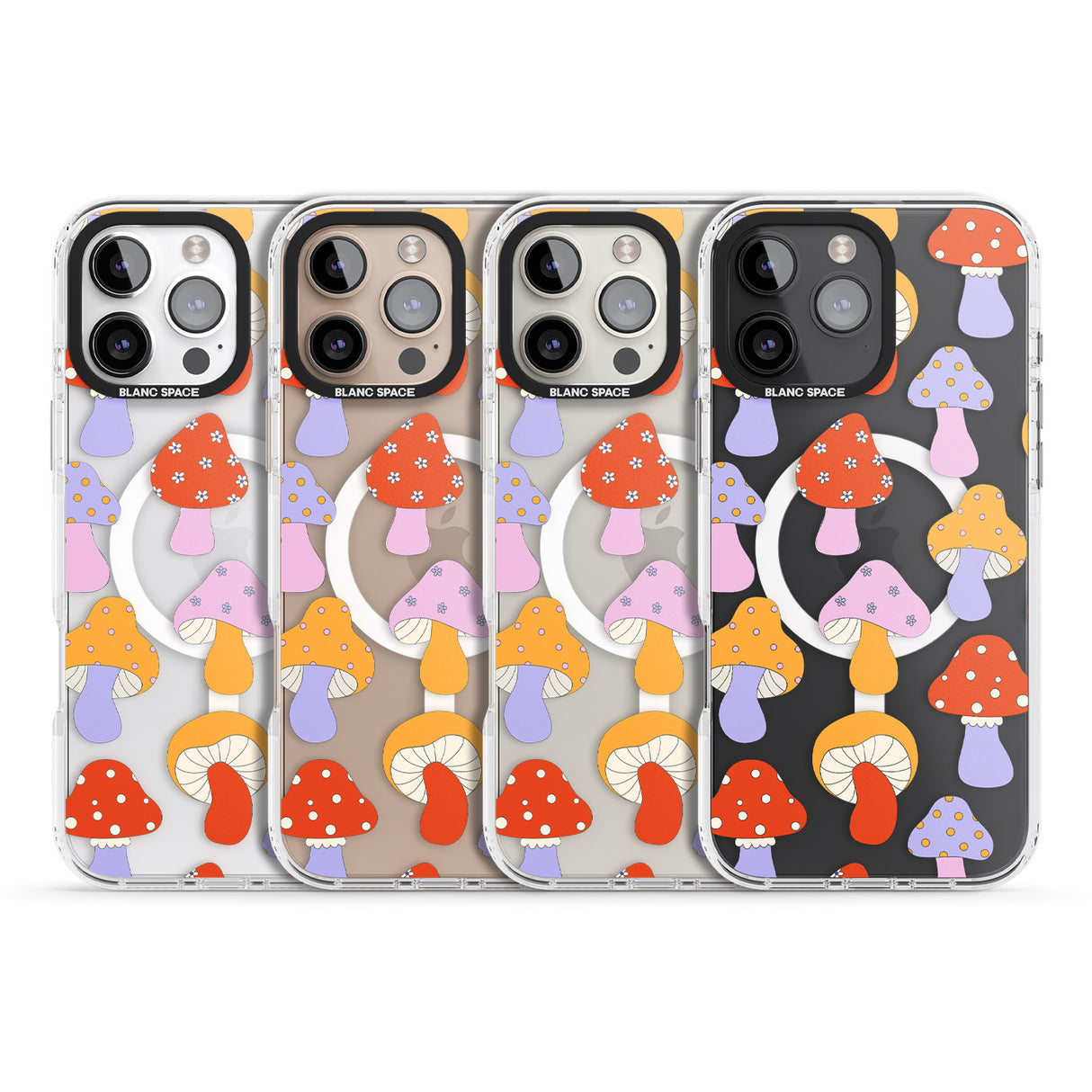 iPhone 16 Pro Max Happy Shrooms Black Impact Phone Case