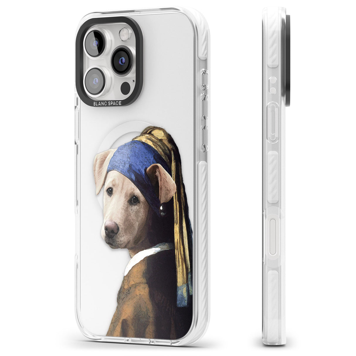 iPhone 16 Pro Max Doggo with a Pearl Earring Black Impact Phone Case