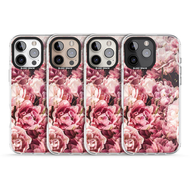 iPhone 16 Pro Max Pink Peonies Black Impact Phone Case