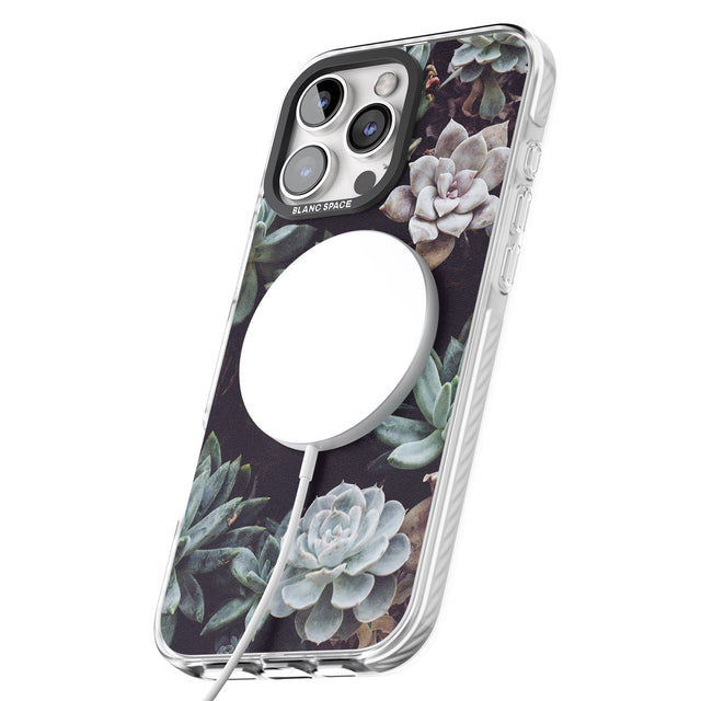 iPhone 16 Pro Max Mixed Succulents - Real Botanical Photographs Black Impact Phone Case