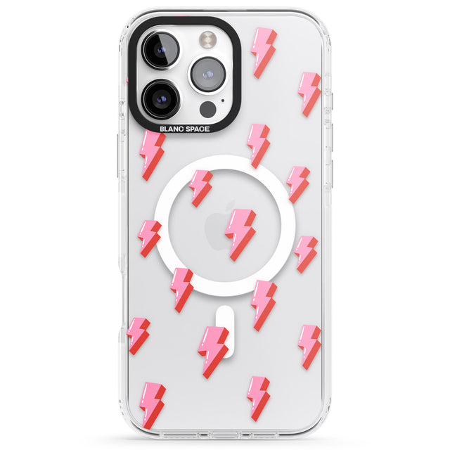 iPhone 16 Pro Max Pink Bolt Pattern Black Impact Phone Case