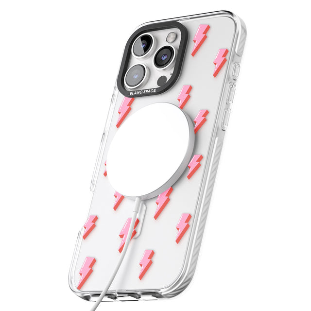 iPhone 16 Pro Max Pink Bolt Pattern Black Impact Phone Case