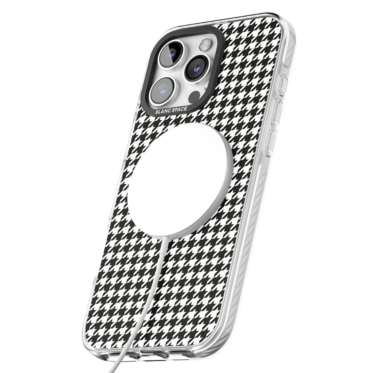 iPhone 16 Pro Max Chic Houndstooth Check Black Impact Phone Case