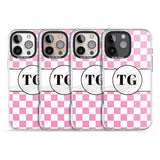 iPhone 16 Pro Max Personalised Monogrammed Pink Check Black Impact Phone Case