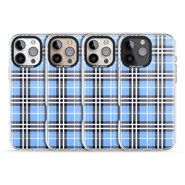 iPhone 16 Pro Max Blue Plaid Black Impact Phone Case