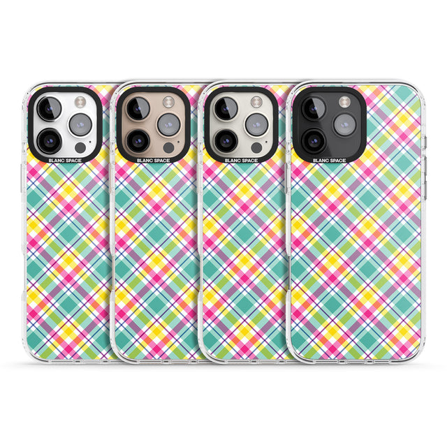 iPhone 16 Pro Max Crosshatch Plaid Black Impact Phone Case