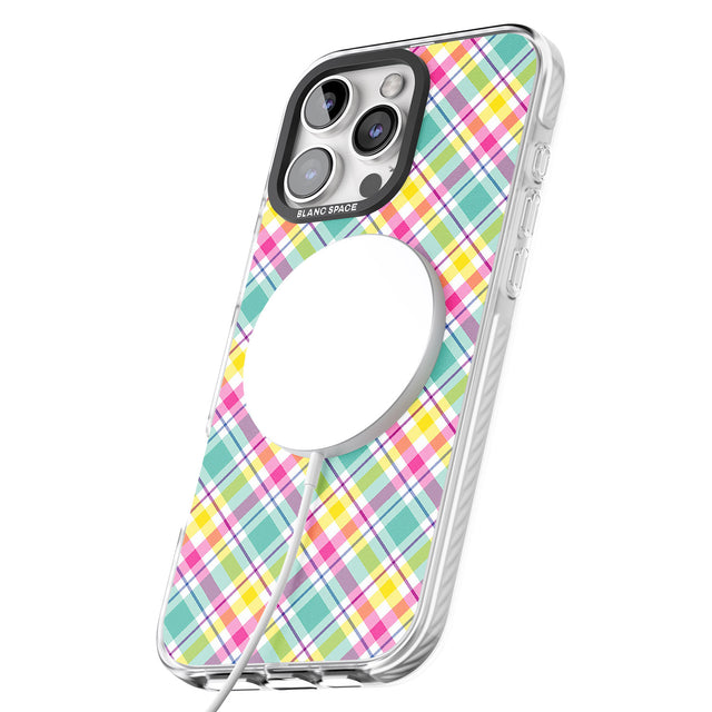 iPhone 16 Pro Max Crosshatch Plaid Black Impact Phone Case