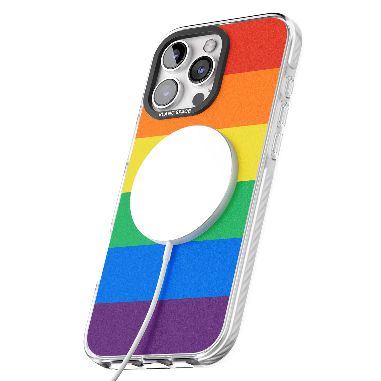 iPhone 16 Pro Max Rainbow Stripes Black Impact Phone Case