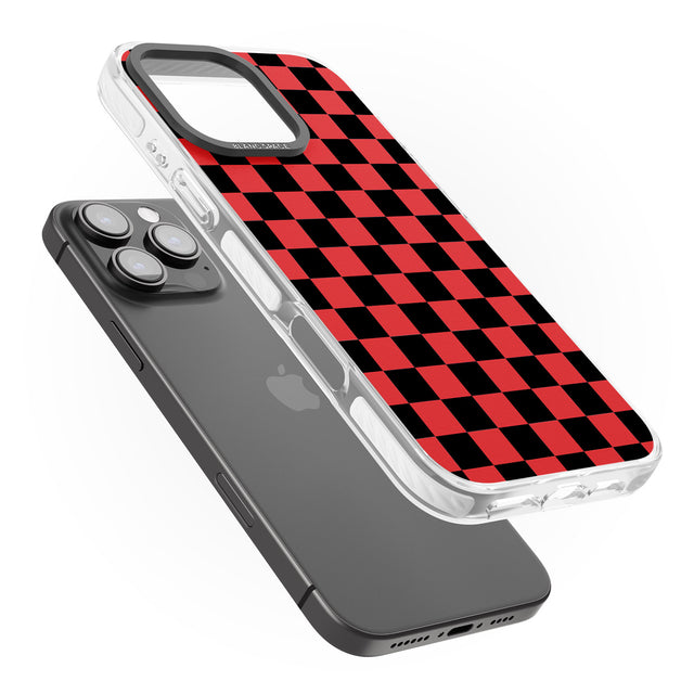 iPhone 16 Pro Max Red Black Checkered Black Impact Phone Case