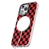 iPhone 16 Pro Max Red Black Checkered Black Impact Phone Case