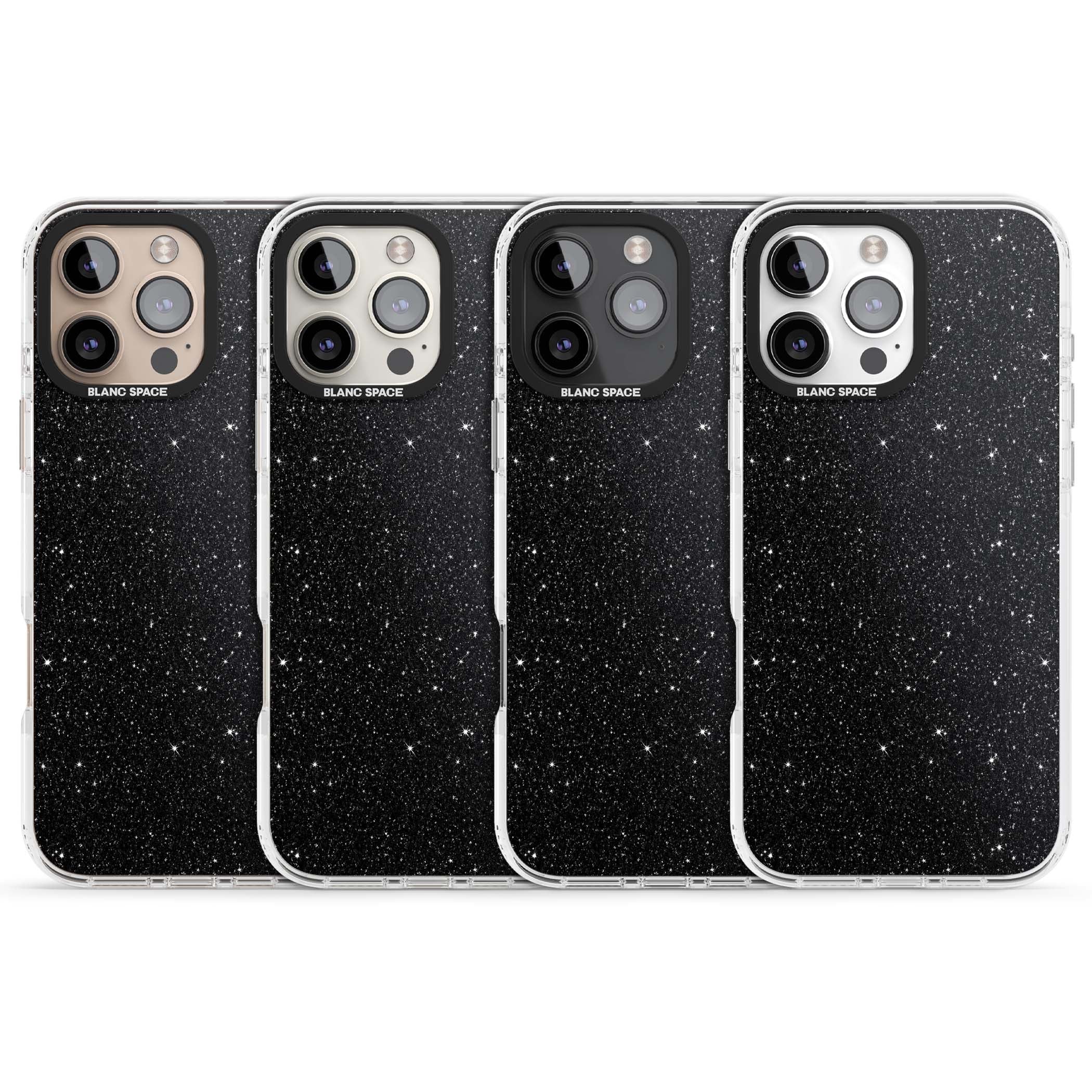 Black Glitter black glitter iPhone case featuring an all-over sparkly shimmer pattern on a jet black base | Impact Magsafe case for iPhone 16 Pro, iPhone 16 Pro Max