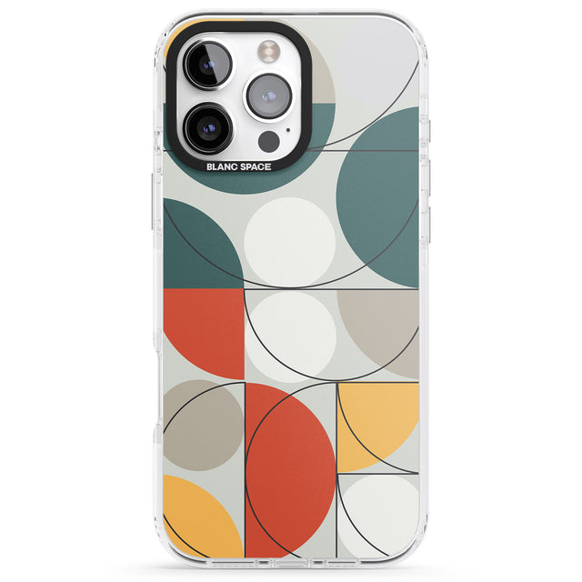 iPhone 16 Pro Max Abstract Half Circles Black Impact Phone Case