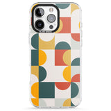 iPhone 16 Pro Max Abstract Retro Shapes: Muted Colour Mix Black Impact Phone Case