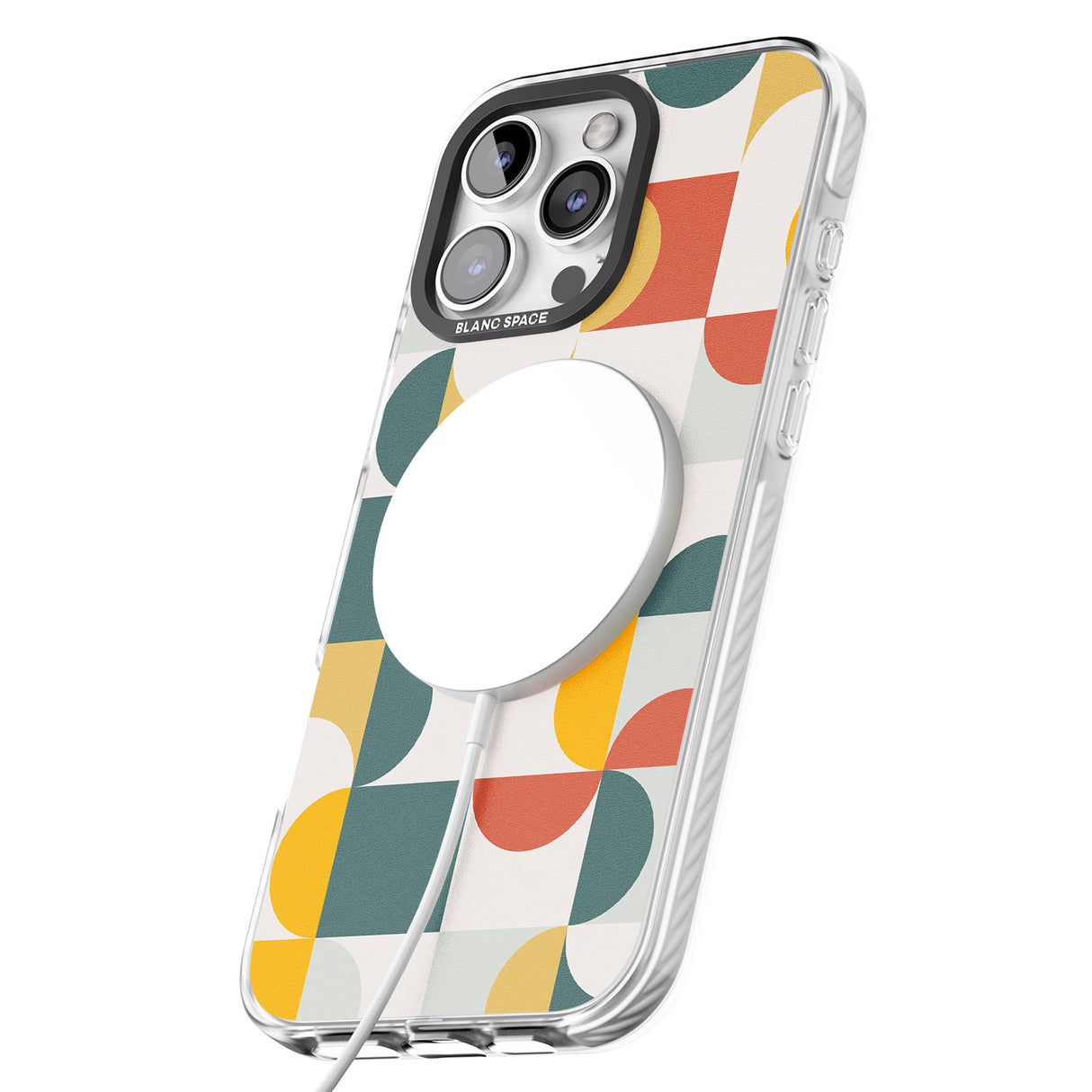 iPhone 16 Pro Max Abstract Retro Shapes: Muted Colour Mix Black Impact Phone Case