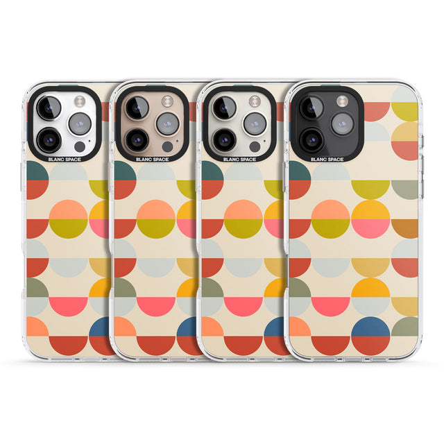 iPhone 16 Pro Max Abstract Retro Shapes: Colourful Circles Black Impact Phone Case