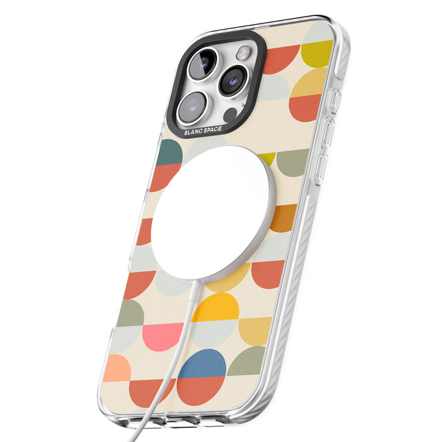 iPhone 16 Pro Max Abstract Retro Shapes: Colourful Circles Black Impact Phone Case