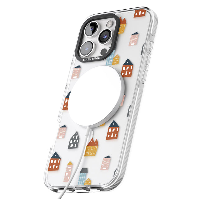 iPhone 16 Pro Max Cute Scandinavian Buildings Black Impact Phone Case