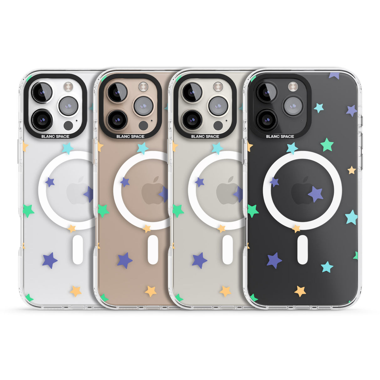 iPhone 16 Pro Max Pastel Stars Pattern Black Impact Phone Case