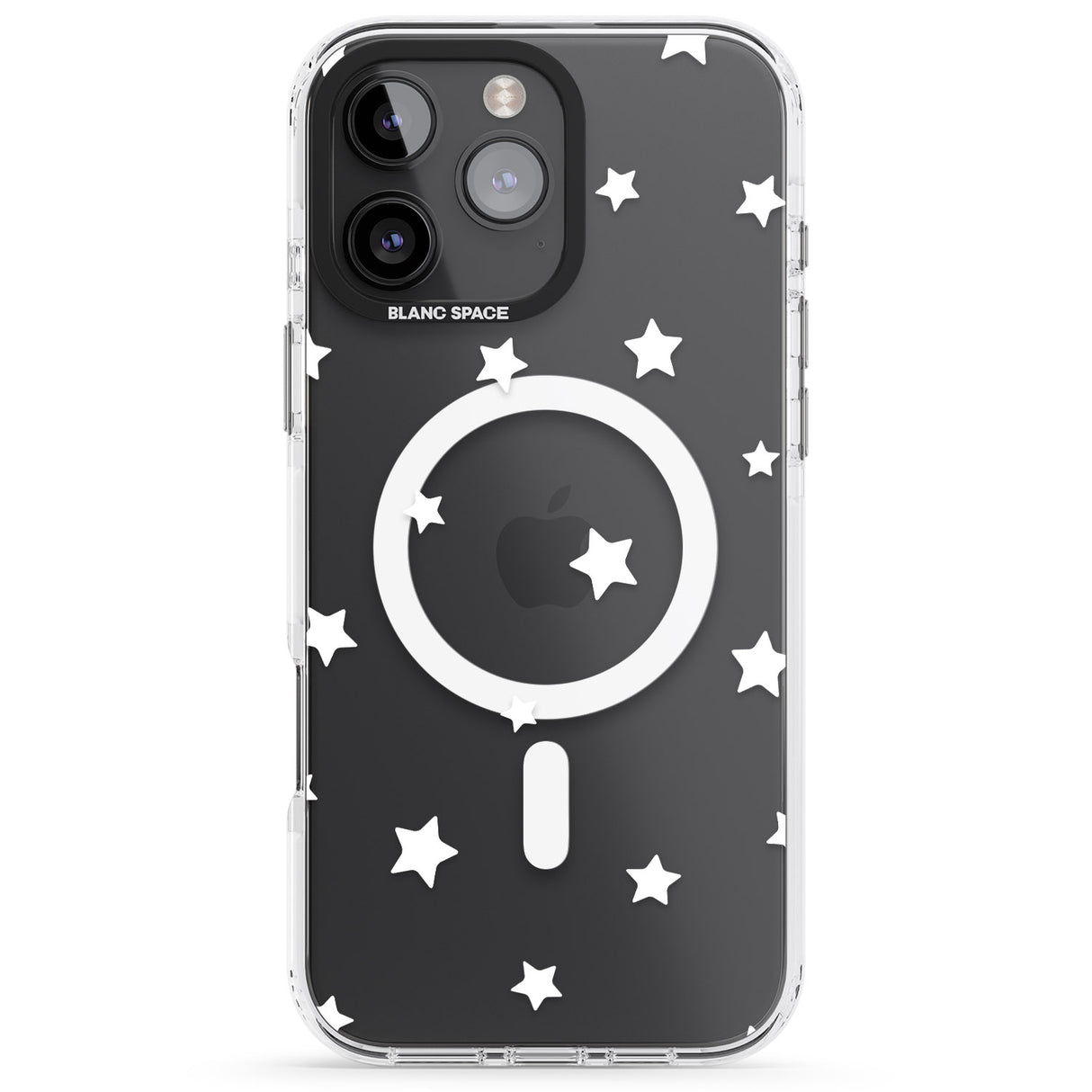 iPhone 16 Pro Max White Stars Pattern Black Impact Phone Case