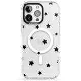 iPhone 16 Pro Max Black Stars Pattern Black Impact Phone Case