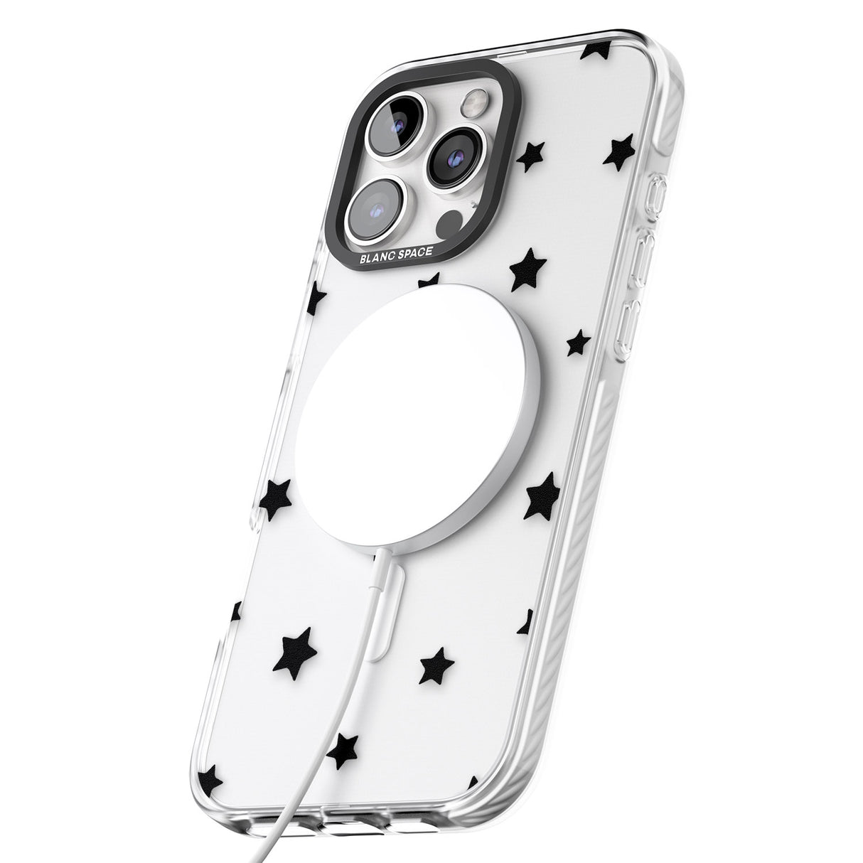 iPhone 16 Pro Max Black Stars Pattern Black Impact Phone Case