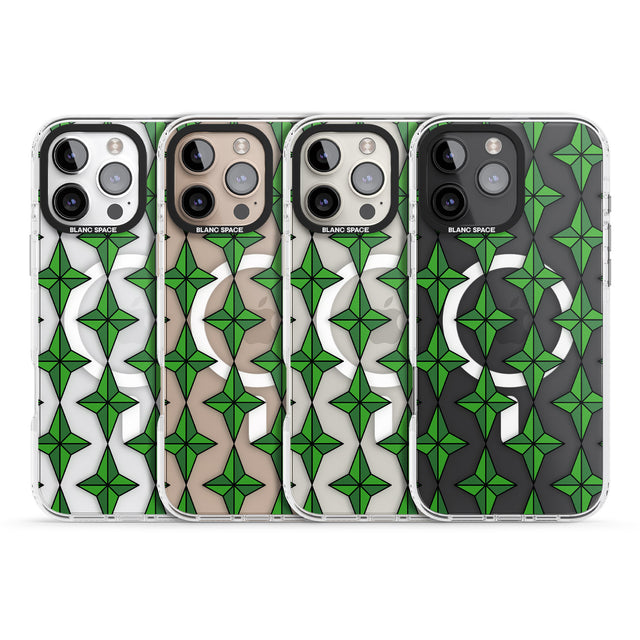 iPhone 16 Pro Max Emerald Stars Pattern (Clear) Black Impact Phone Case