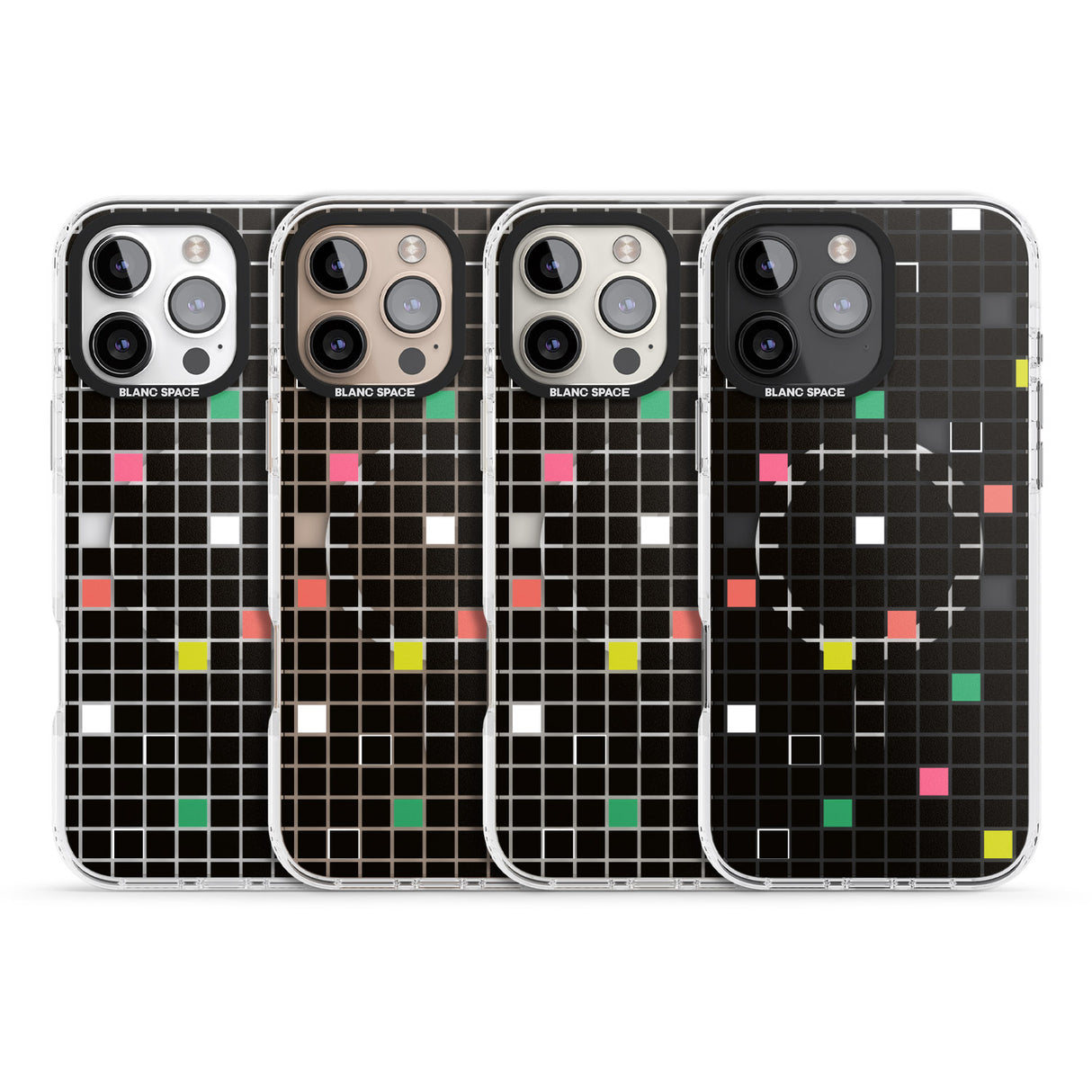 iPhone 16 Pro Max Vibrant Black Geometric Grid Black Impact Phone Case