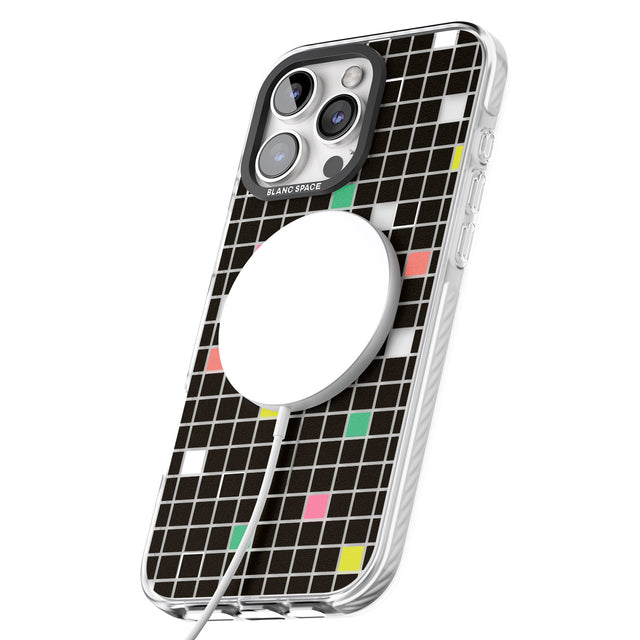 iPhone 16 Pro Max Vibrant Black Geometric Grid Black Impact Phone Case