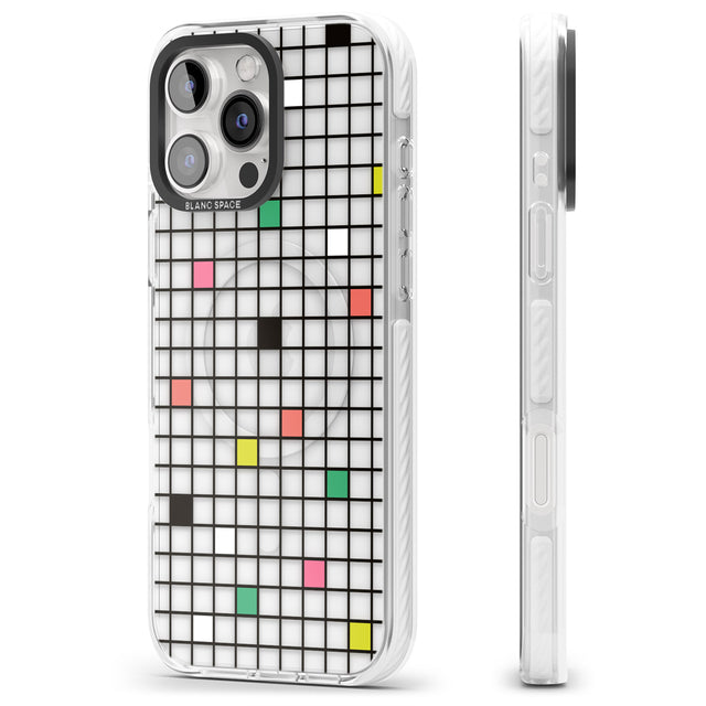 iPhone 16 Pro Max Vibrant Clear Geometric Grid Black Impact Phone Case