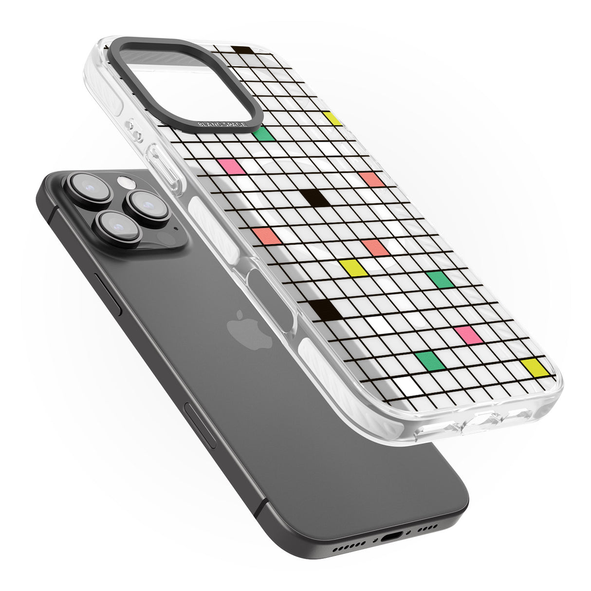 iPhone 16 Pro Max Vibrant Clear Geometric Grid Black Impact Phone Case