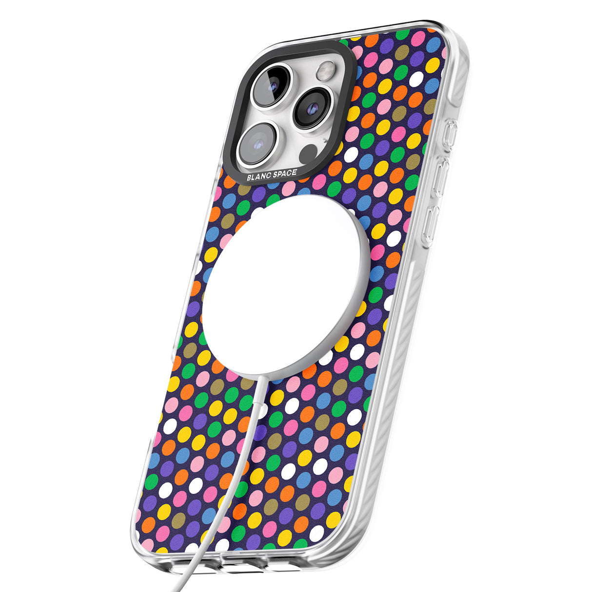 iPhone 16 Pro Max Multicolour Polka-dot Fiesta (Purple) Black Impact Phone Case