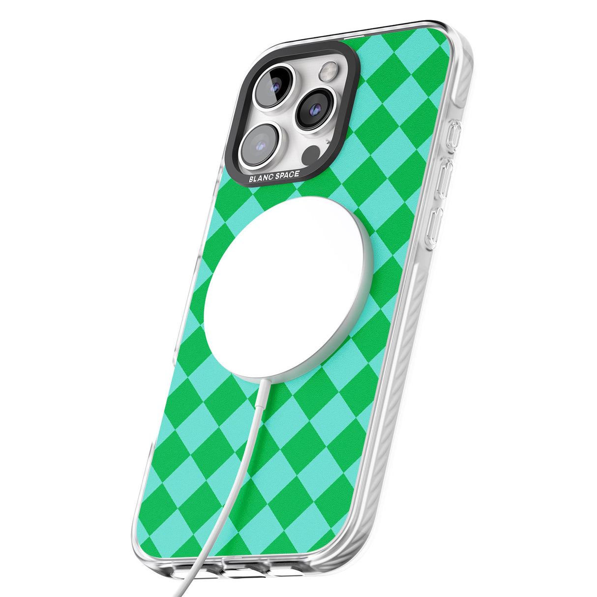 iPhone 16 Pro Max Retro Green Diamond Plaid Black Impact Phone Case