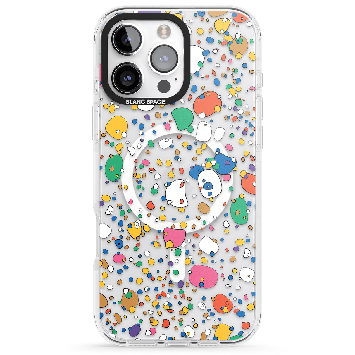 iPhone 16 Pro Max Colourful Confetti Pebbles Black Impact Phone Case