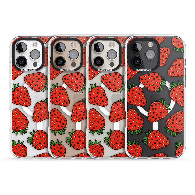 iPhone 16 Pro Max Strawberry Pattern Black Impact Phone Case