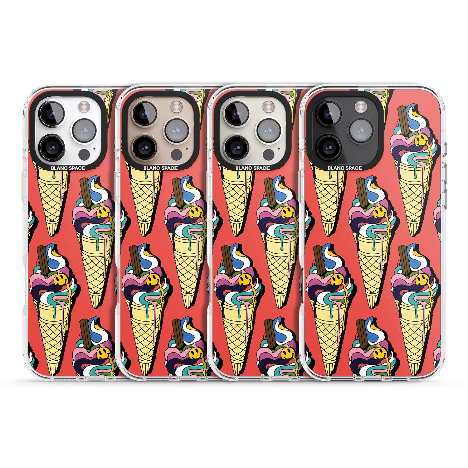 iPhone 16 Pro Max Trip & Drip Ice Cream (Red) Black Impact Phone Case