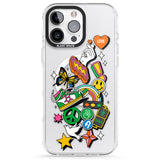 iPhone 16 Pro Max Nostalgic Sticker Collage Black Impact Phone Case